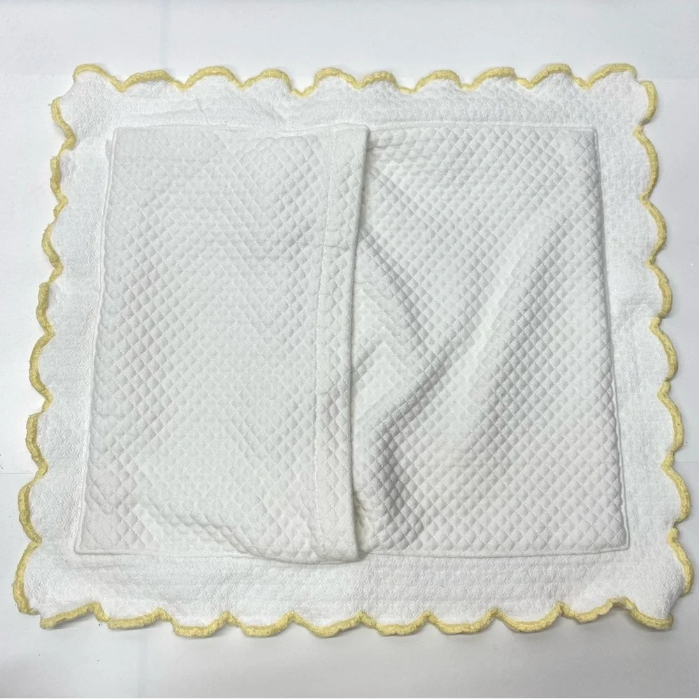 Pottery Barn Kids White Quilted Pillow Sham With Yellow Trim Baby Room Cozy Soft